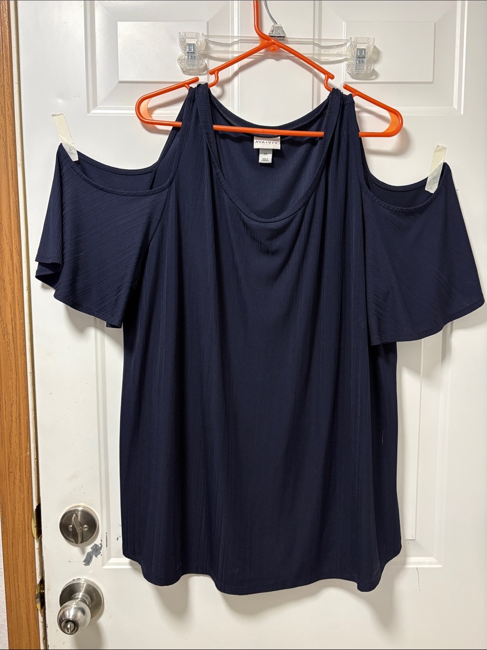 Ava & Viv Navy Cold-Shoulder Tunic